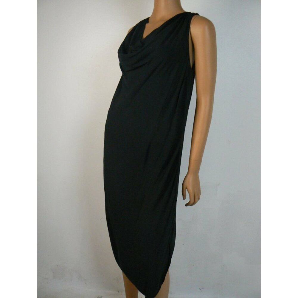 $158 Michael Stars Navy Blue Cowl Neck Keyhole Rounded Hem Shift Dress XS NEW - Picture 4 of 7